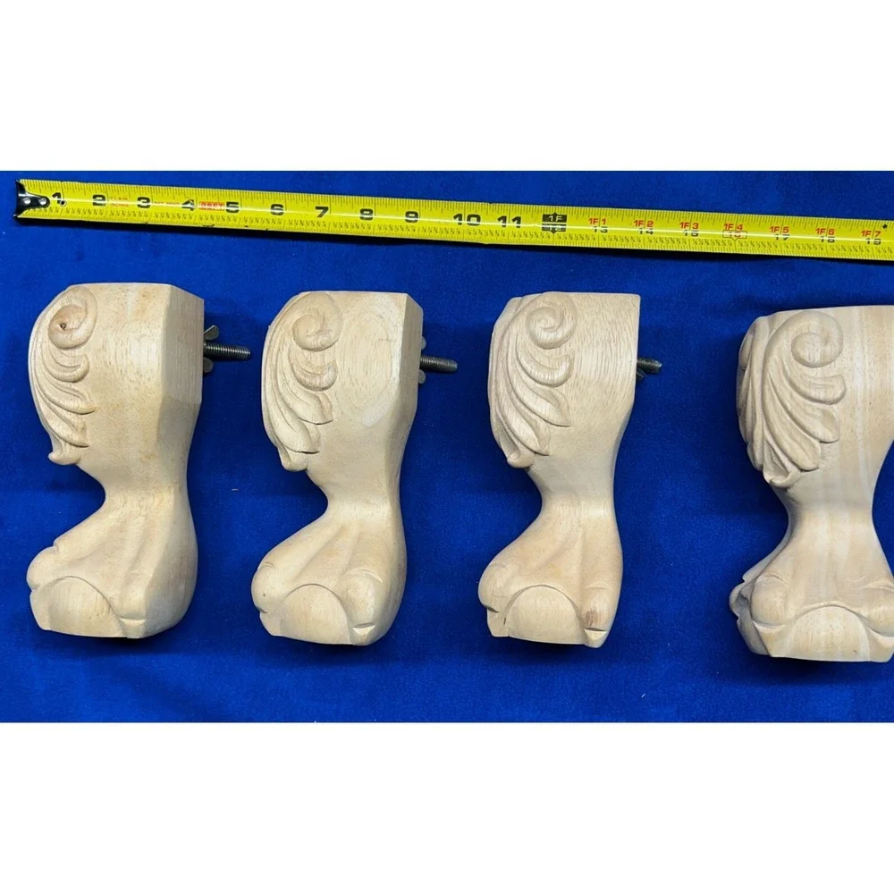 Furniture Legs Set of 4 Solid Wood Hand Carved Wing Nut Fixed Sofa Table Legs